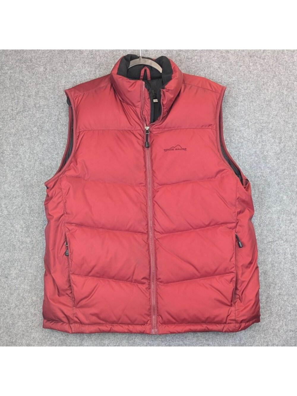 Eddie Bauer Mens Puffer Vest EB700 Red Insulated Full Zip Size 2XL Outerwear